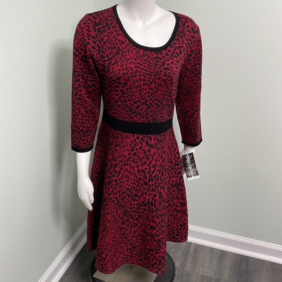 Nina Leonard leopard print knit dress NWT - Picture 3 of 9